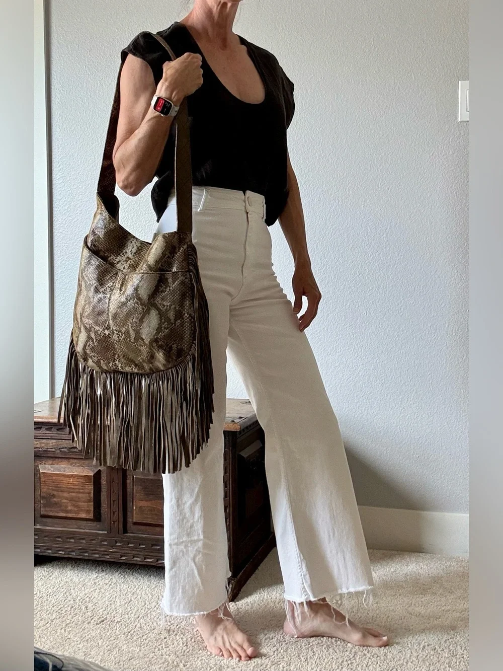 Muxo by Camila Alves Fringed Snake Print Crossbody Bag - Picture 2 of 7
